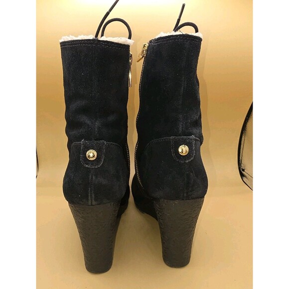 Michael Kors Rory Womens Black Suede Faux Sherpa Wedge Classic Booties Size 6 M - Picture 5 of 10